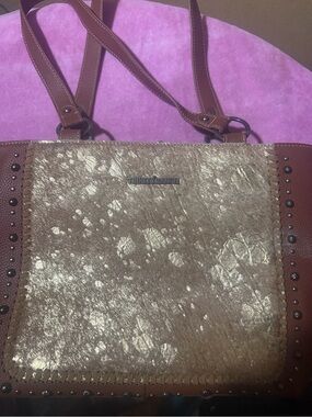 Trinity Metallic Gold and Brown Leather Tote
